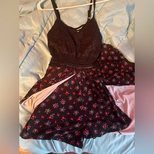 black and floral romper with skirt (NOBO)